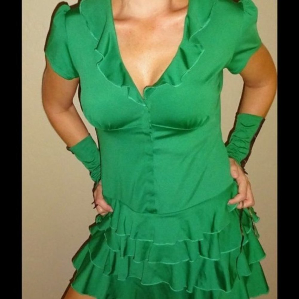Womens Halloween theater costume green outfit dress